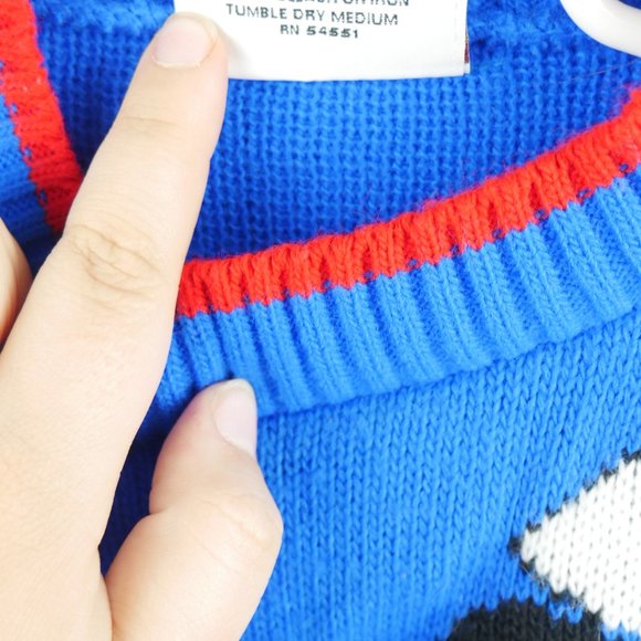 Vintage Hot Cashews Blue Red Dalmatian Playing Soccer Knit Crewneck Sweater 5 - Picture 4 of 8